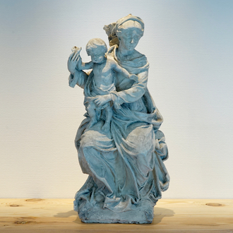 A 72 cm plaster cast of a Madonna with Child, 19/20th C., Bruges