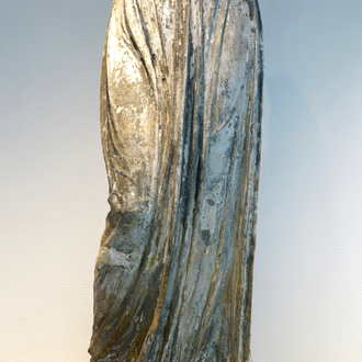 A large plaster cast of legs in a robe, 19/20th C., Bruges