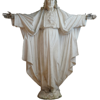Een imposant plaasteren figuur, het "Allerheiligst Hart van Jezus", midden 20e eeuw, Brugge
