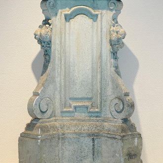 An 80 cm plaster cast of a Louis XVI style base soccle, 19/20th C., Bruges