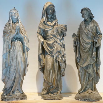 A set of three large plaster casts, 19/20th C., Bruges