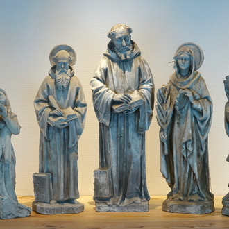 A set of five plaster casts of religious figures, 19/20th C., Bruges