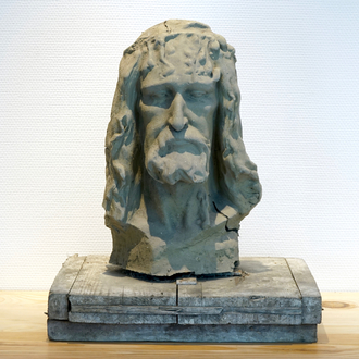 A sculpted clay head of Christ, 19/20th C., Bruges