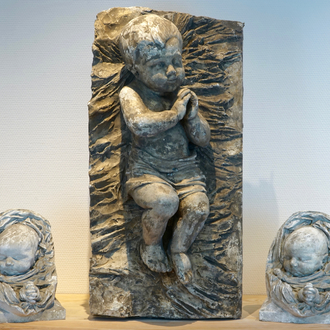 A set of three plaster casts of the child Jesus, 19/20th C., Bruges