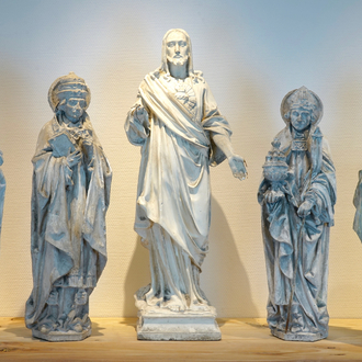 A set of five large plaster casts of religious figures, 19/20th C., Bruges