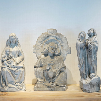A set of five plaster casts of religious figures, 19/20th C., Bruges