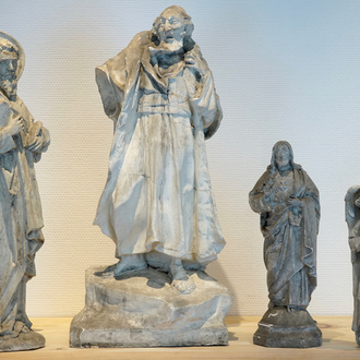 Een set van vier plaasteren religieuze figuren, 19/20e eeuw, Brugge