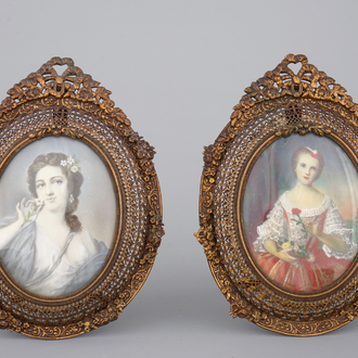 Deux miniatures sur ivoire, probablement français, 19ème