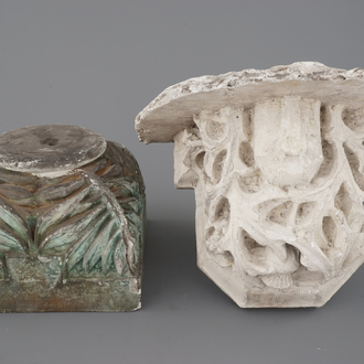 Two ornamental plaster casts: a stand and a console, 19/20th C.