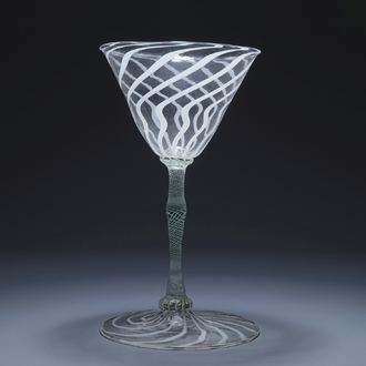 A very thin façon de Venise swirl glass, 18/19th C.