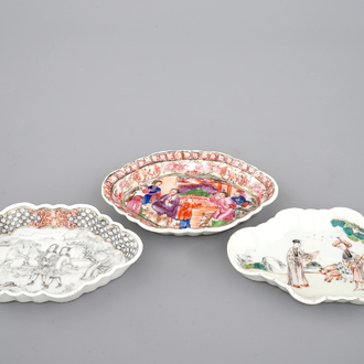 A set of three Chinese spoon trays, Yongzheng/Qianlong, 18th C.