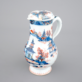 A Chinese export porcelain Imari jug with cover, 18th C.