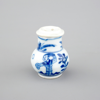 A rare Chinese porcelain blue and white miniature caster or shaker, Kangxi, ca. 1700