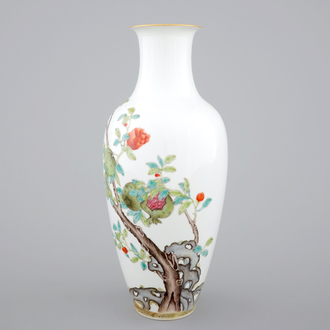 A Chinese famille rose vase with pomegranates, 20th C