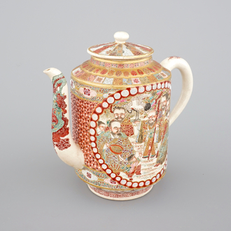 A large Japanese Satsuma porcelain teapot, 19th C