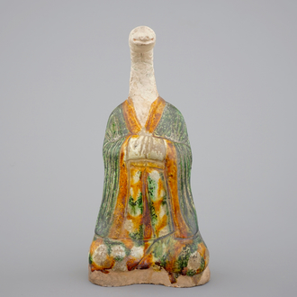 A Chinese Sancai pottery zodiac figure, presumably Ming Dynasty