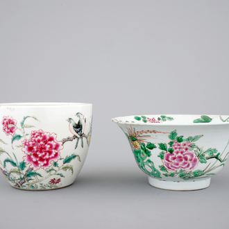 Two Chinese famille rose porcelain bowls, 18/19th C