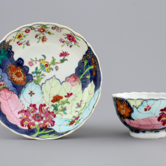 A Chinese export porcelain "Tobacco leaf" cup and saucer, ca. 1770