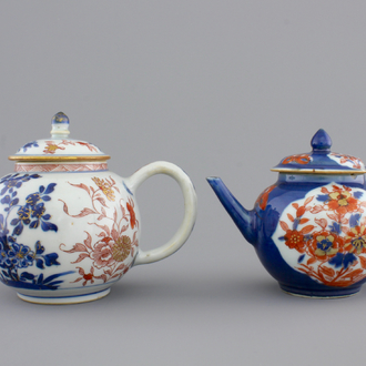 Two Chinese Imari porcelain teapots, 1st half 18th C.