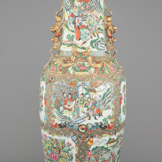 A very tall Canton famille rose palace vase, 19th C.