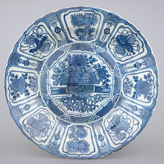 A large Chinese porcelain blue and white 'kraak' charger, Wan-Li, Ming Dynasty