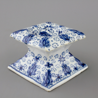 A rare Chinese blue and white square salt on foot, Kangxi, ca. 1700