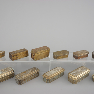 A collection of engraved and inlaid betel boxes, Indonesia, Malaysia and/or Sumatra, 19/20th C.