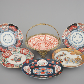 A collection of various Japanese porcelain plates including Imari, Satsuma, etc. 18/19th C.