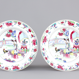 A pair of Chinese famille rose eggshell porcelain plates, Yongzheng, 1722-1735