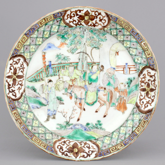 A Chinese famille verte porcelain plate, 19th C.