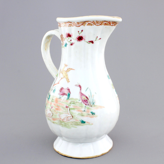 A fine Chinese famille rose and gilt export porcelain jug, Qianlong, 18th C.
