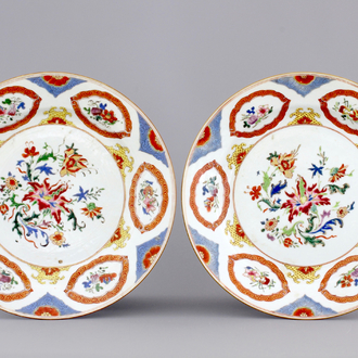 A fine pair of Chinese famille rose export plates, Yongzheng, 1722-1735