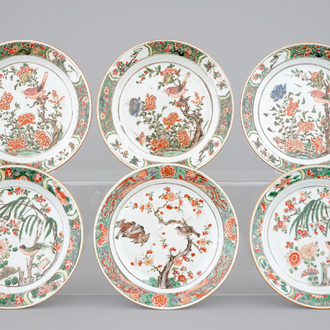 Six Chinese famille verte porcelain plates, Kangxi, ca. 1700