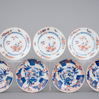 Seven Chinese Imari porcelain plates, Qianlong, 18th C.