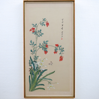 Two Chinese framed natural subject paintings