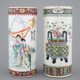 Two Chinese porcelain hat stands, 19/20th C.