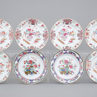 A set of eight Chinese famille rose plates, Qianlong, 18th C.