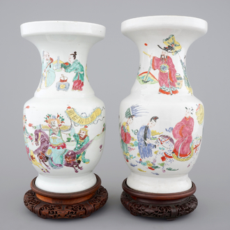 Two Chinese porcelain famille rose vases, probably Yongzheng, 1722-1735