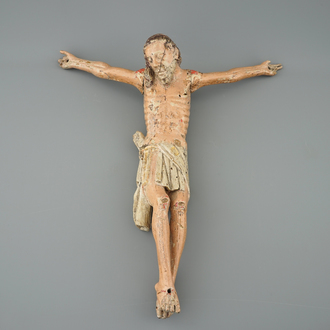 A carved polychrome Indo-Portuguese corpus Christi, 18th C.