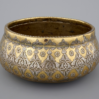 A Mamluk silver-inlaid brass bowl, Egypt or Syria, prob. 19th C. or older