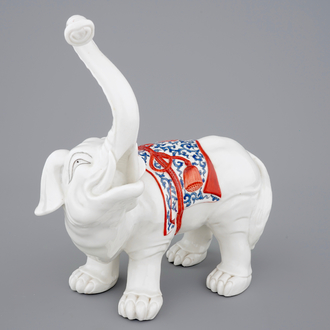 A Samson porcelain Kakiemon style elephant, Paris, 19th C.
