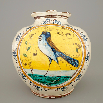 A bulbous Italian maiolica jug, Caltagirone, 18/19th C.
