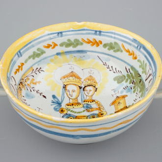 An Italian maiolica pilgrim's souvenir bowl, 18/19th C.