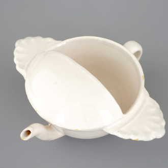 A white Dutch Delft spouted bowl, 18th C.
