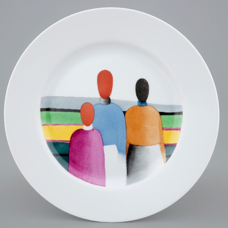 A Russian suprematism plate, Lomonosov Imperial Porcelain Factory, after Malevich