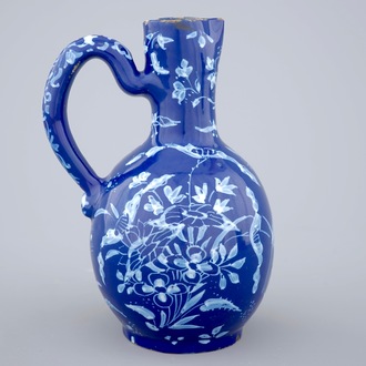 A Dutch Delft "Bleu Persan" decorated jug, ca. 1700