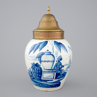 A Dutch Delft tobacco jar with indians, 18th C.