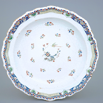 An impressive large Brussels faience dish in the style of Rouen, 18th C.