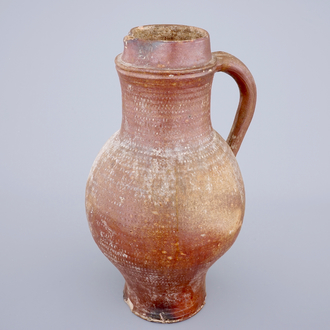 A large brown-glazed stoneware jug, 18th C.