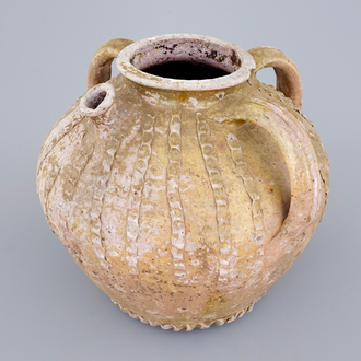 A very early Andenne proto-stoneware spouted jug, 13th C.